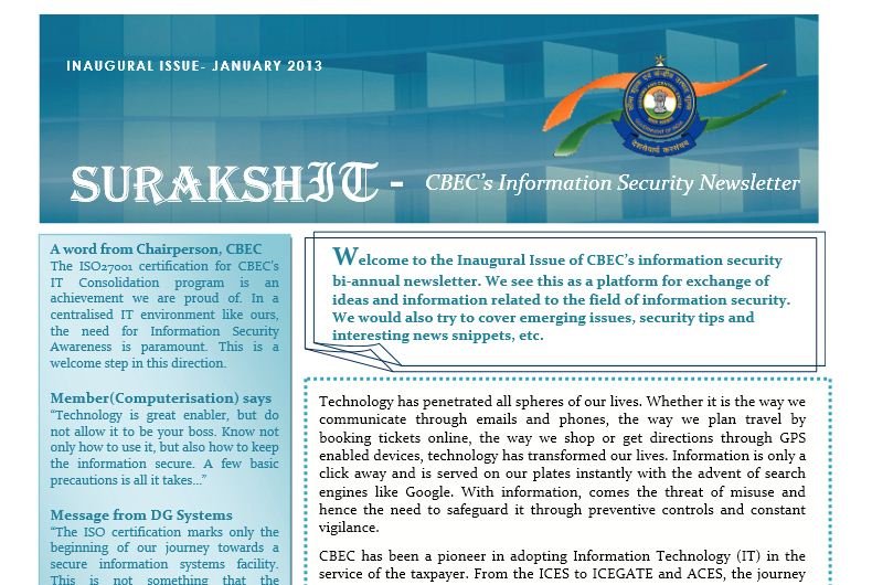 SURAKSHIT-CBEC’s Information Security Newsletter